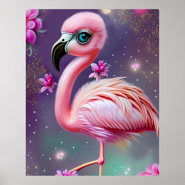 Fantasy Söt Kawaii babyflamingo Poster (Framsidan)