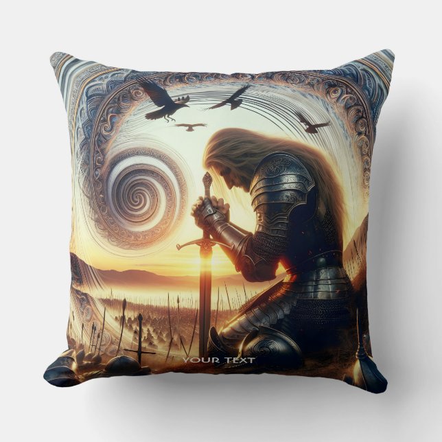 Fantasy Söt Knight Svärd Legend Kudde (Framsida)