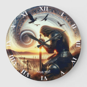 Fantasy Söt Knight Svärd Legend Stor Klocka