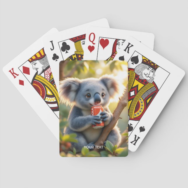 Fantasy Söt Koala Dricker Träd Casinokort (Baksidan)