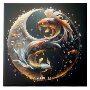 Fantasy Söt Koi Yin Yang Kakelplatta