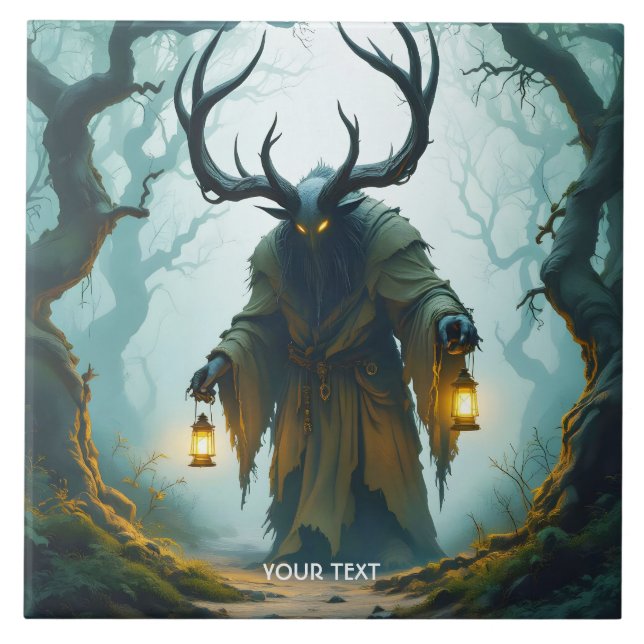 Fantasy Söt Kolossal Skuggig Behemoth Kakelplatta (Framsidan)