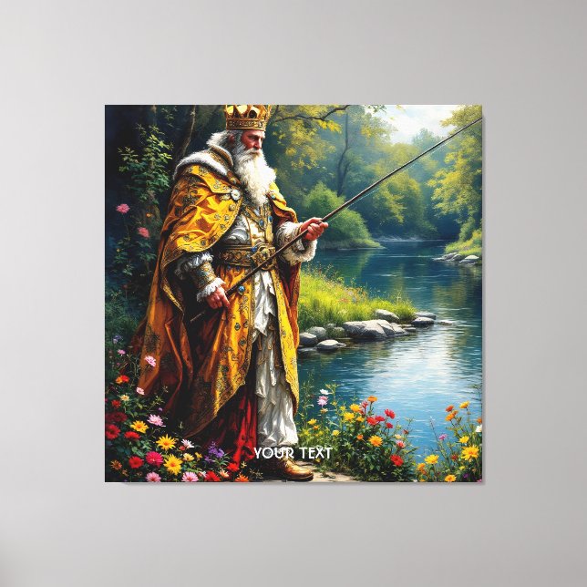 Fantasy Söt Kung Fiskar I Floden Canvastryck (Framsida)