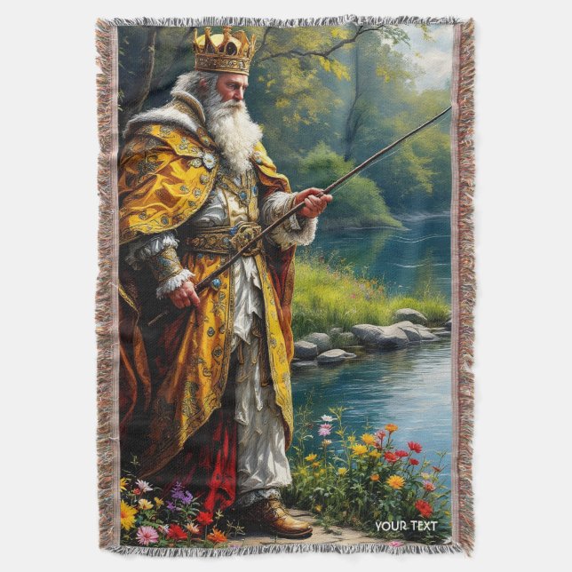 Fantasy Söt Kung Fiskar I Floden Filt (Framsidan Vertikal)
