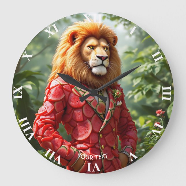 Fantasy Söt Lejon Vattenmelon Kostym Stor Klocka (Framsida)