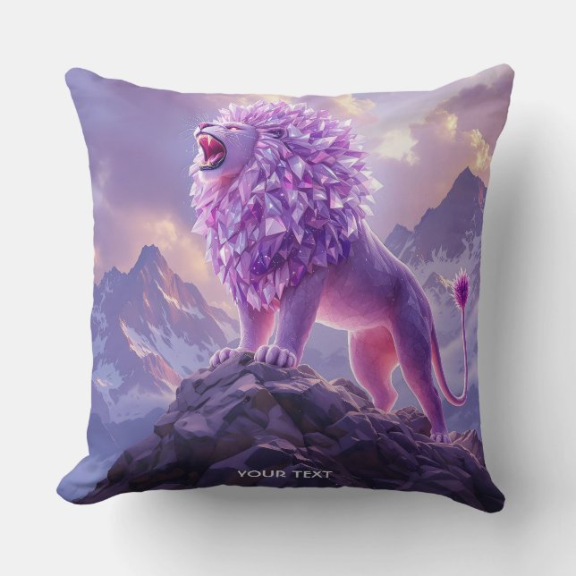 Fantasy Söt Lila Ametist Lejon Kudde (Framsida)