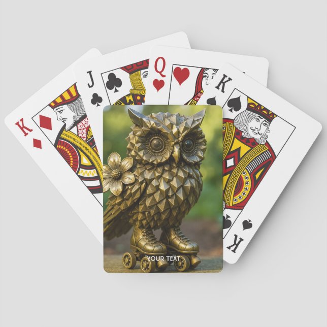 Fantasy Söt Mässing Ugglor Hjulskridskor Casinokort (Baksidan)