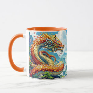 Fantasy Söt Orange Drakfjäll Mugg