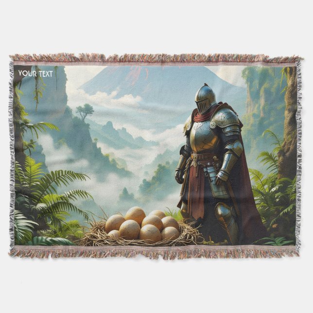 Fantasy Söt Riddare som Bevakar Ägg Filt (Framsidan)