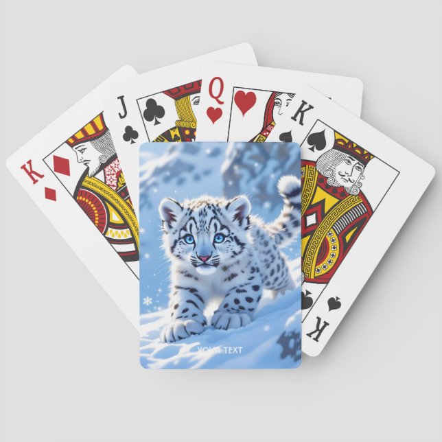 Fantasy Söt Snö Baby Leopard Casinokort (Baksidan)