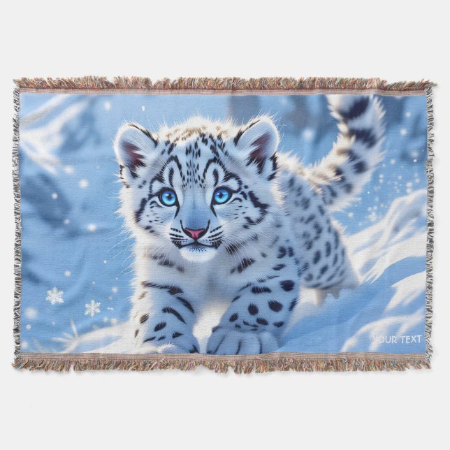 Fantasy Söt Snö Baby Leopard Filt (Framsidan)