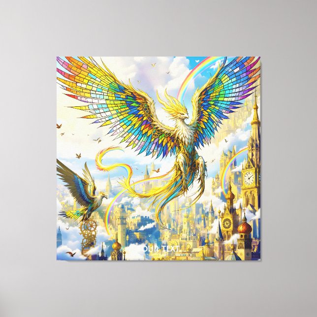Fantasy Söt Steampunk Griffin Stad Canvastryck (Framsida)