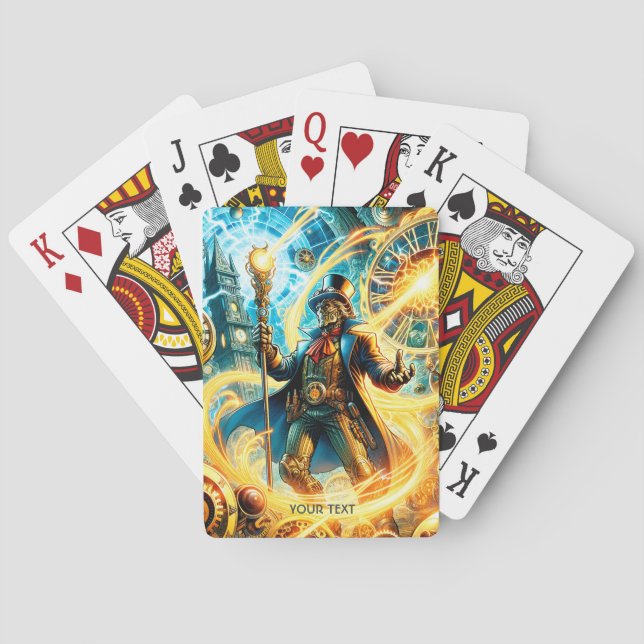 Fantasy Söt Steampunk Tid Tiover Casinokort (Baksidan)