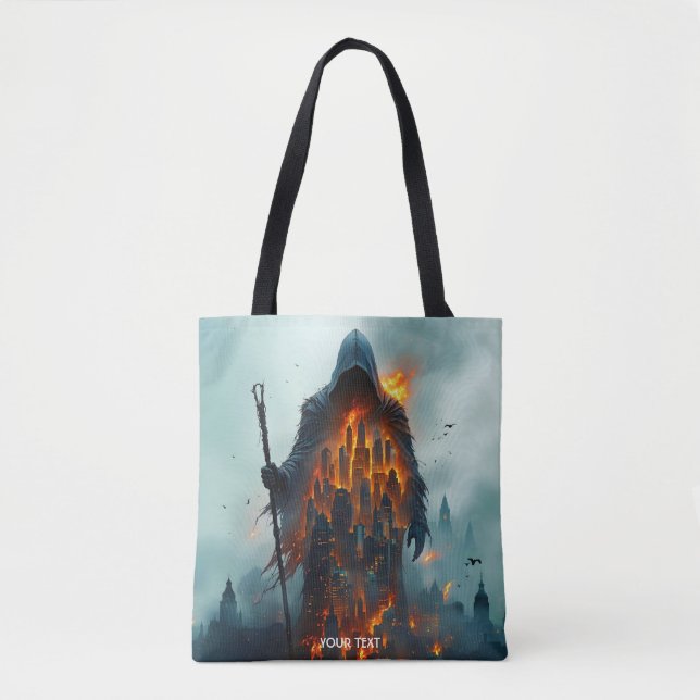 Fantasy Söt Trollkarl Eld Stad Tygkasse (Framsida)