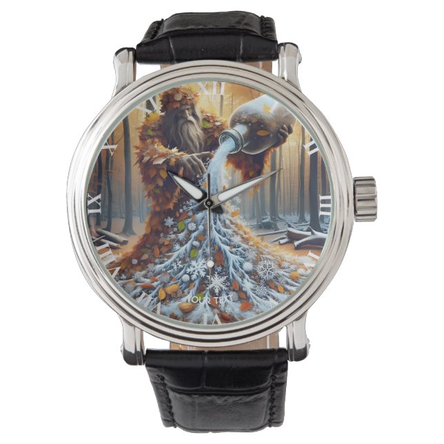 Fantasy Söt Trollkarl som Skapar Vinter Armbandsur (Framsida)