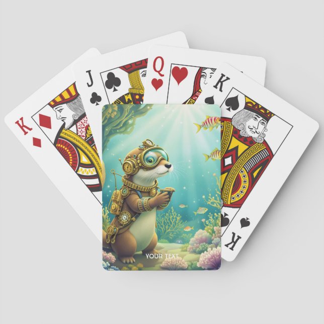 Fantasy Söt utter Steampunk-dräkt Casinokort (Baksidan)