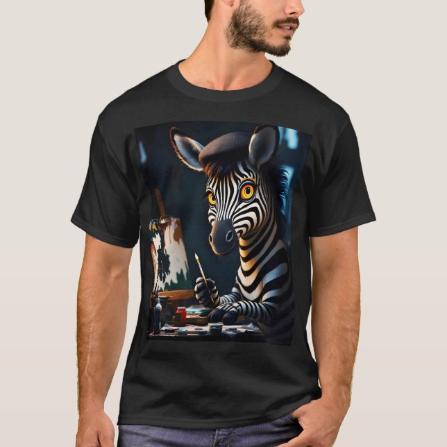 Fantasy Söt Zebramålning i Ansiktet T Shirt (Framsida)