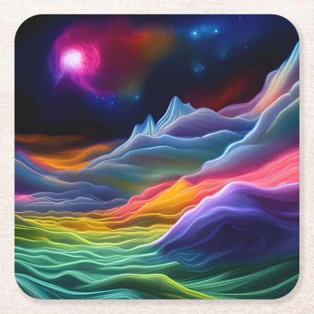 Fantasy Space Escape Underlägg Papper Kvadrat (Framsidan)