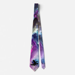 Fantasy Space Nebula Dragon Rosa blue Neck Tie Slips