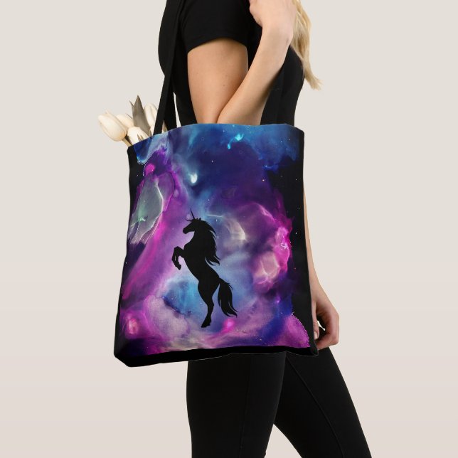 Fantasy Space Nebula Unicorn Rosa blue Tygkasse (Närbild)