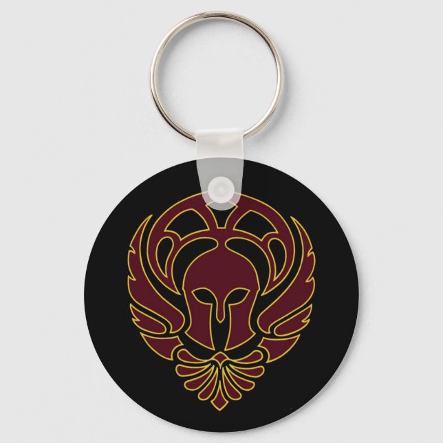 Fantasy Spartan Grekiska Warrior Black Keychain Nyckelring (Framsida)