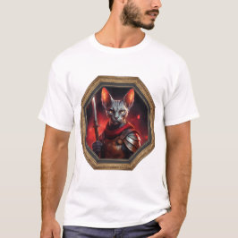 Fantasy Sphinx Cat Warrior In Frame T Shirt
