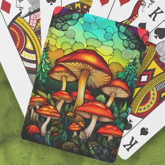 Fantasy, Stached Glass Red MushRumToadstool Fantas Casinokort