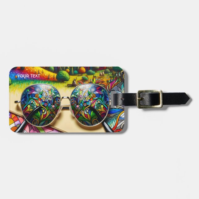 Fantasy Stached Glass Sunglass Bagagebricka (Horisontell Framsida)