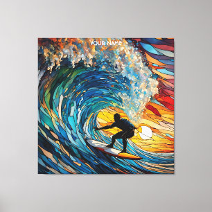 Fantasy Stached Glass Surfer Canvastryck