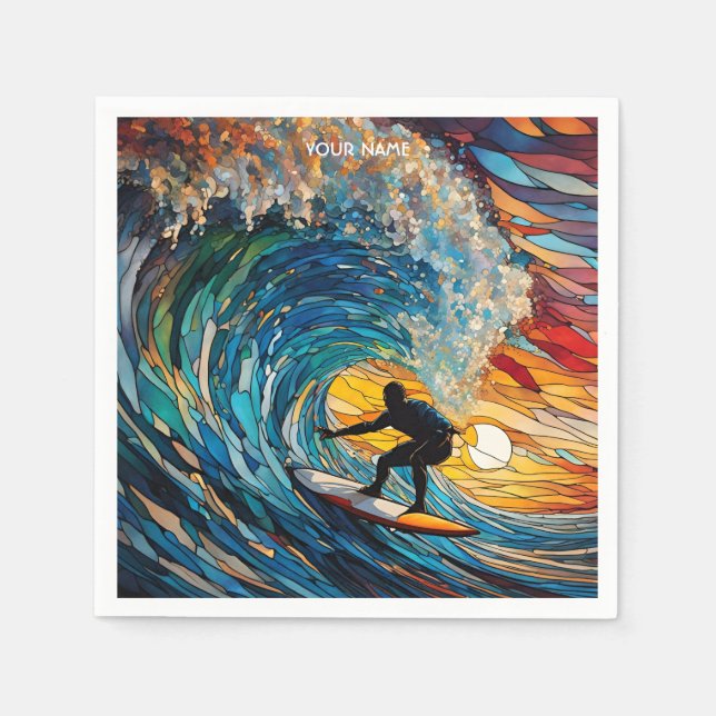 Fantasy Stached Glass Surfer Pappersservett (Framsidan)