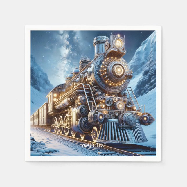 Fantasy Steam Tåg Winter Pappersservett (Framsidan)
