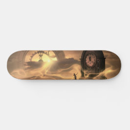 Fantasy Steampunk Clocks and Woman Skateboard Deck