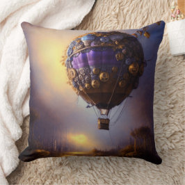 Fantasy Steampunk Lila Vintage Luftballong Kudde