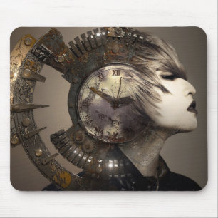 Fantasy Steampunk Punk Ansikte Metall Coghjul Järn Musmatta