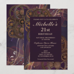 Fantasy Steampunk Vintage Birthday Call Inbjudningar