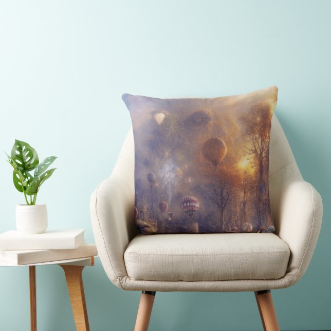 Fantasy Steampunk Vintage Luftballongs Kudde (Stol)