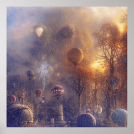 Fantasy Steampunk Vintage Luftballongs Poster