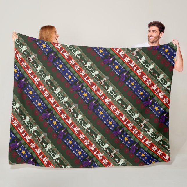 Fantasy Stil Ugly Sweater Mönster Fleecefilt (På plats)