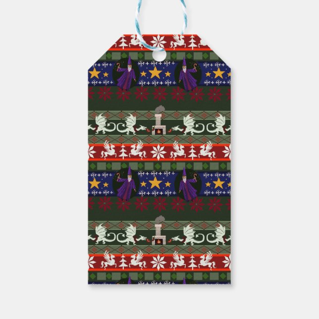 Fantasy Stil Ugly Sweater Mönster Gift Märkres Presentetikett (Baksidan)