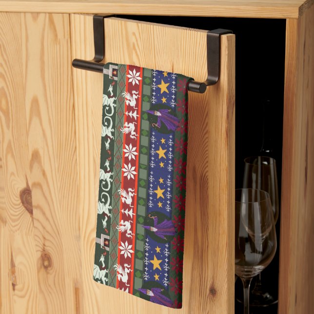 Fantasy Stil Ugly Sweater Mönster Kitchen Towel Kökshandduk (Thirds Fold)