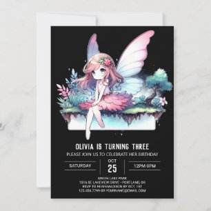 Fantasy Stollig Fairy Birthday Inbjudningar