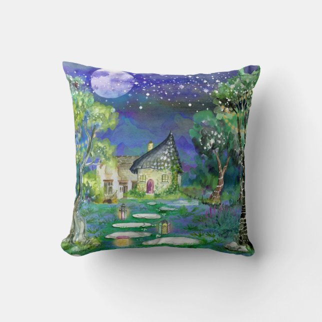 Fantasy Storybook Fairyland liggande bild Kudde (Framsida)