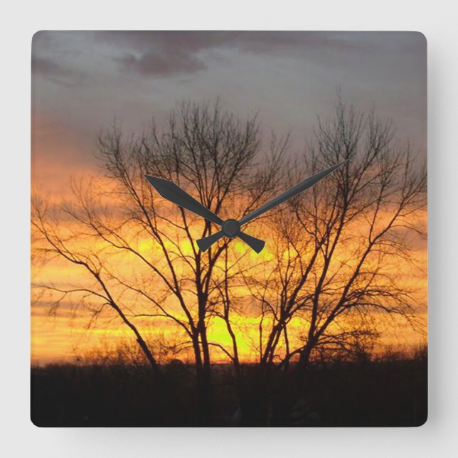 Fantasy Sunset 6 Square Wall Clock Fyrkantig Klocka (Framsida)