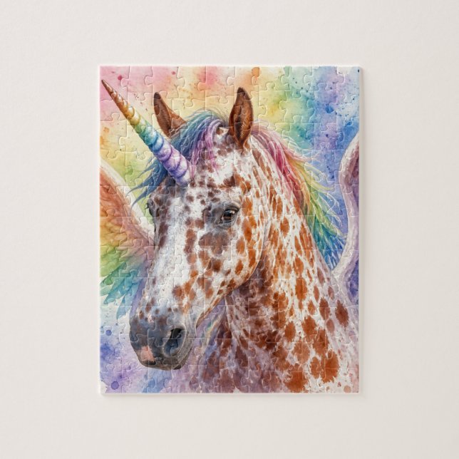 Fantasy Surreal Appaloosa Enhörning Pegasus  Pussel (Vertikal)