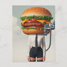 Fantasy Surreal Cheeseburger Woman Vykort
