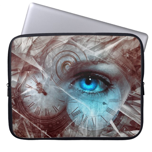Fantasy surreal öga-klockklocka laptop fodral (Framsidan)