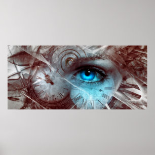 Fantasy surreal öga-klockklocka poster
