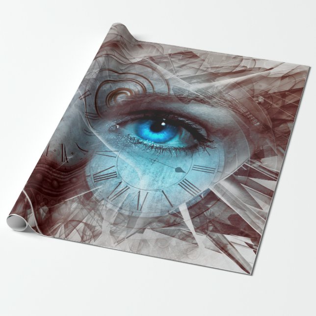 Fantasy surreal öga-klockklocka presentpapper (Utrullad)