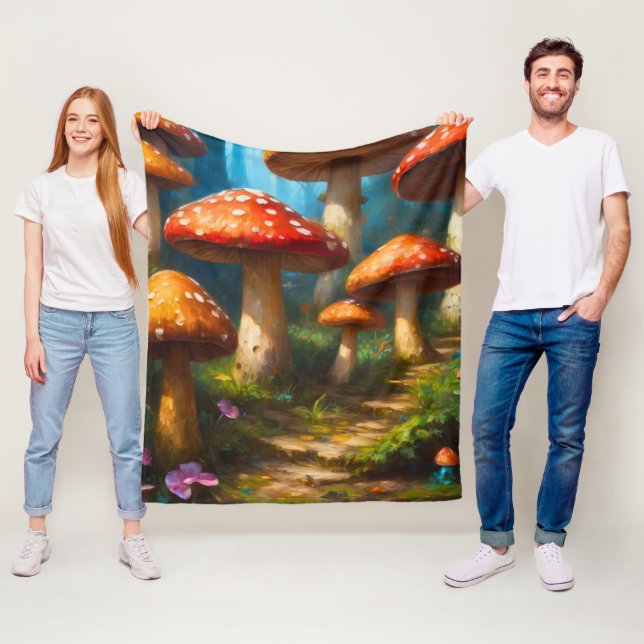 Fantasy Svamp Fläskullblanket Fleecefilt (På plats)