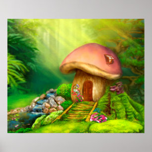 Fantasy svampstuga poster